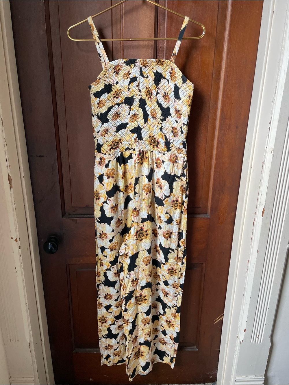 Maurices women's medium black floral jumpsuit